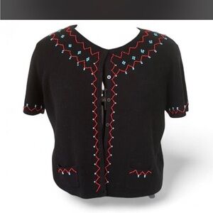 Muse Black Knitwear with Red and Blue Beaded Accents